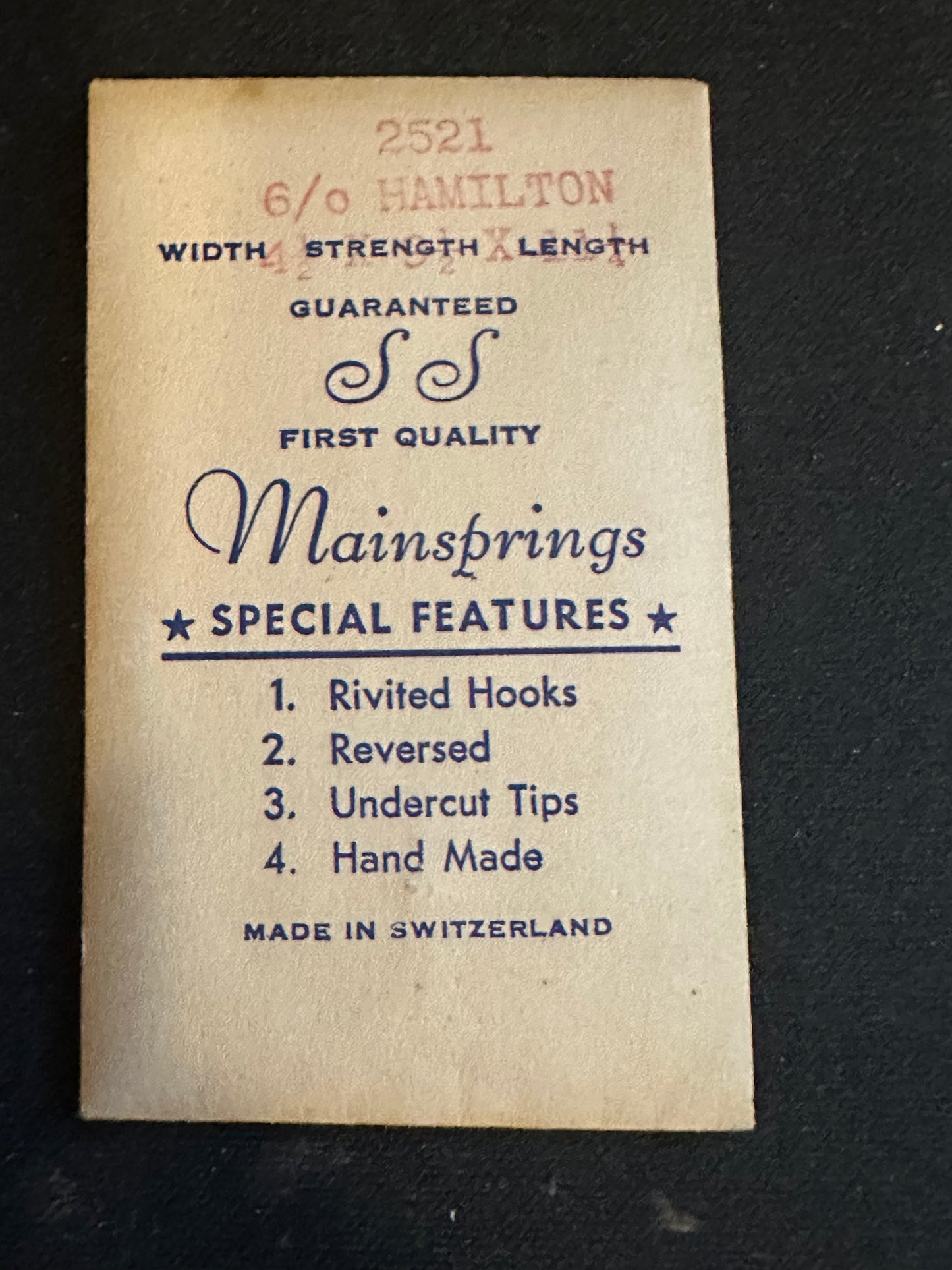 SS Mainspring for Hamilton 6/0s No. 2521 - Steel