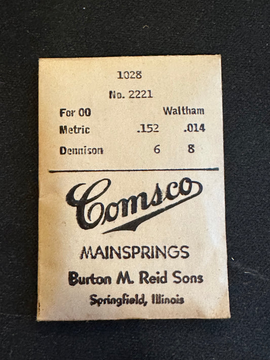 Comsco Mainspring #1028 for Waltham 00s Factory No. 2221 - Steel
