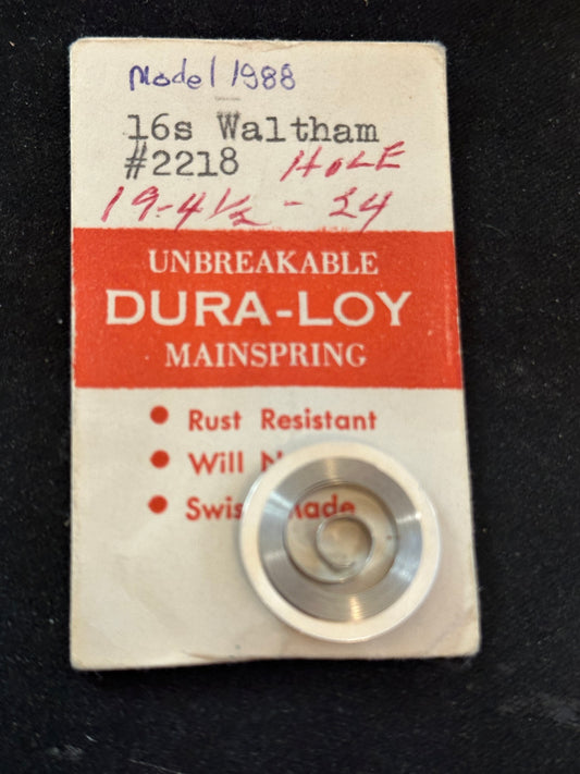 Geneva Watch Material DURA-LOY Mainspring for 16s Waltham No. 2218 - Alloy