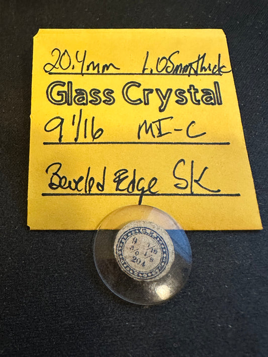SK Vintage Beveled Glass Pendant Watch Crystal 9-1/16 (~20.4mm) - NOS
