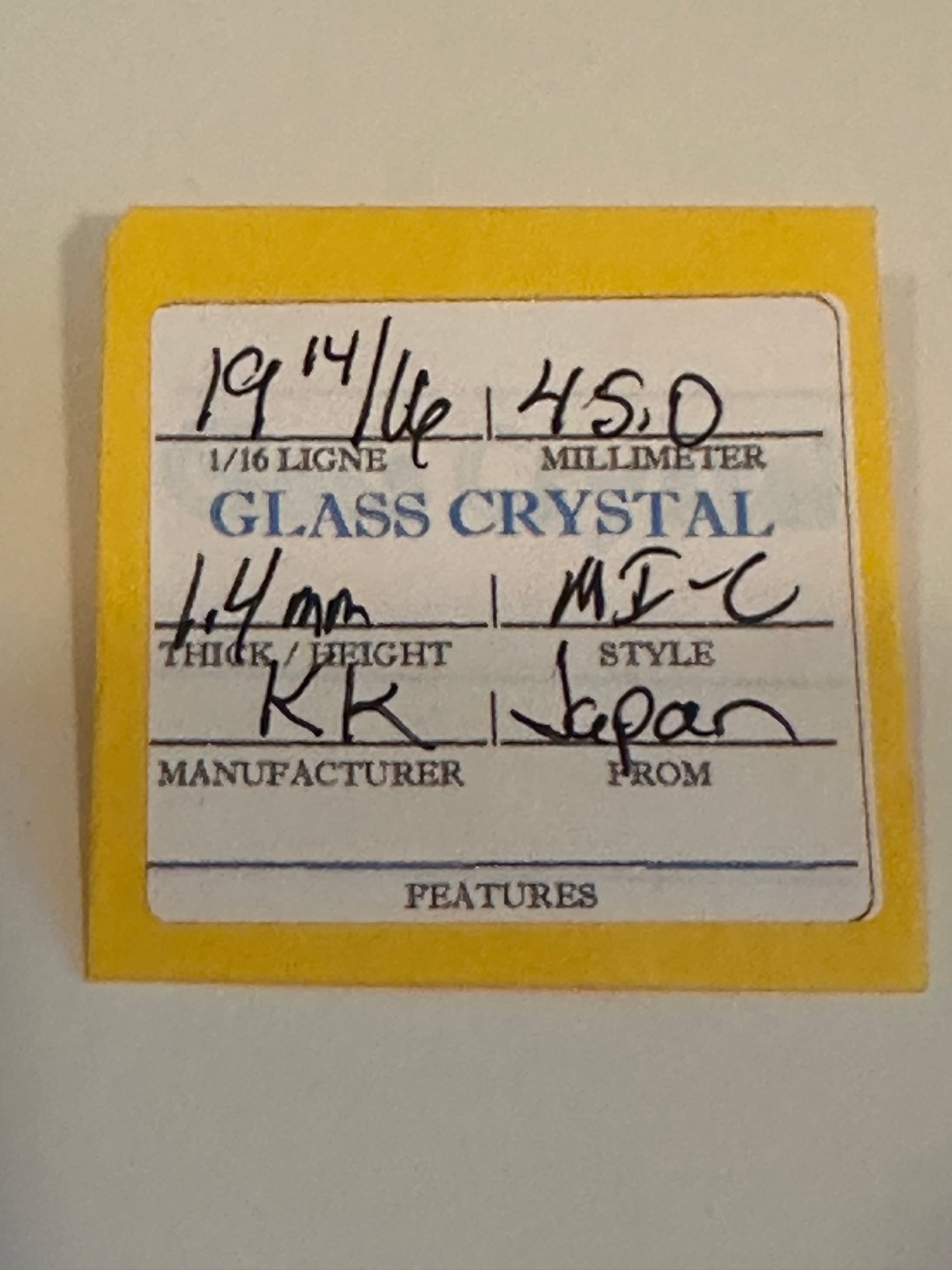 KK Vintage Glass Pocket Watch Crystal 19-14/16 (45.0mm) - NOS