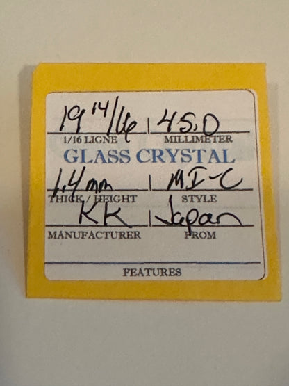 KK Vintage Glass Pocket Watch Crystal 19-14/16 (45.0mm) - NOS