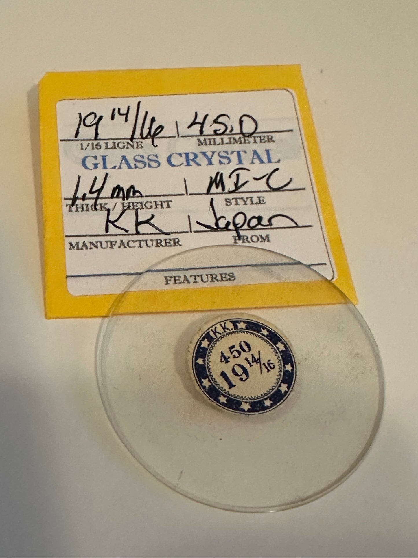 KK Vintage Glass Pocket Watch Crystal 19-14/16 (45.0mm) - NOS