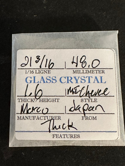 Marco Mi-Chevee Vintage Glass Pocket Watch Crystal 21-3/16 (48.0mm) - NOS