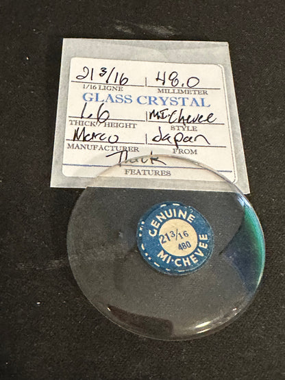 Marco Mi-Chevee Vintage Glass Pocket Watch Crystal 21-3/16 (48.0mm) - NOS