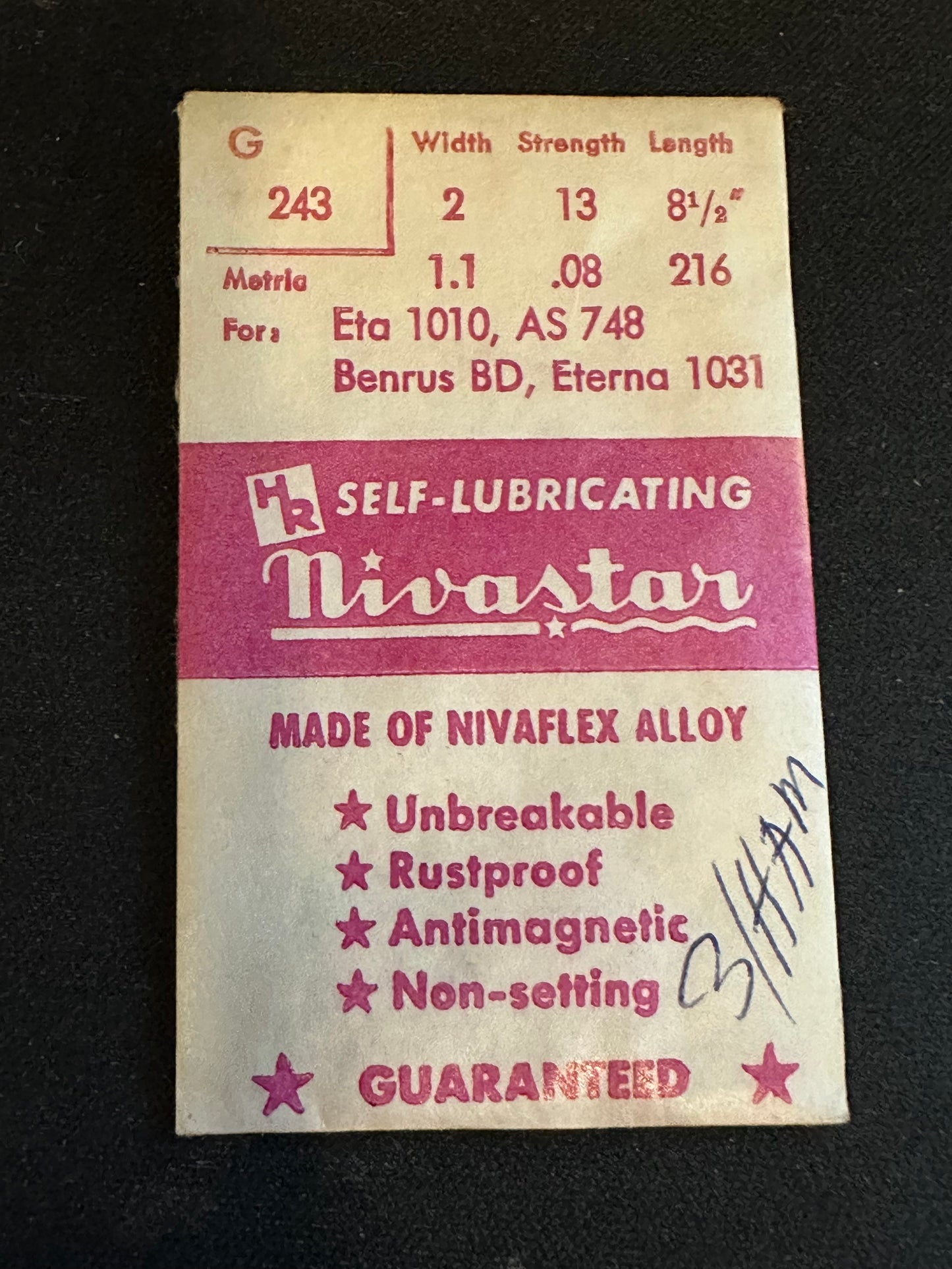 HR Nivastar Mainspring G243 for ETA 1010, AS 748, Eterna 1031 - Alloy
