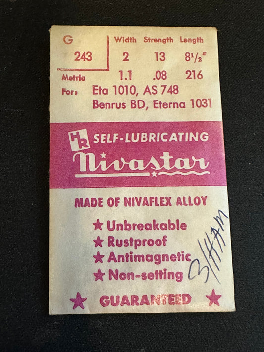 HR Nivastar Mainspring G243 for ETA 1010, AS 748, Eterna 1031 - Alloy