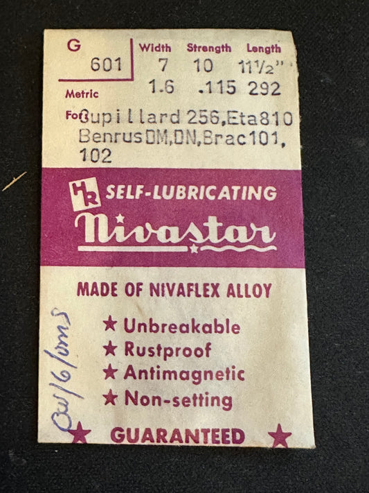 HR Nivastar Mainspring G601 for ETA 810, Benrus DM, Brac 101, 102 - Alloy