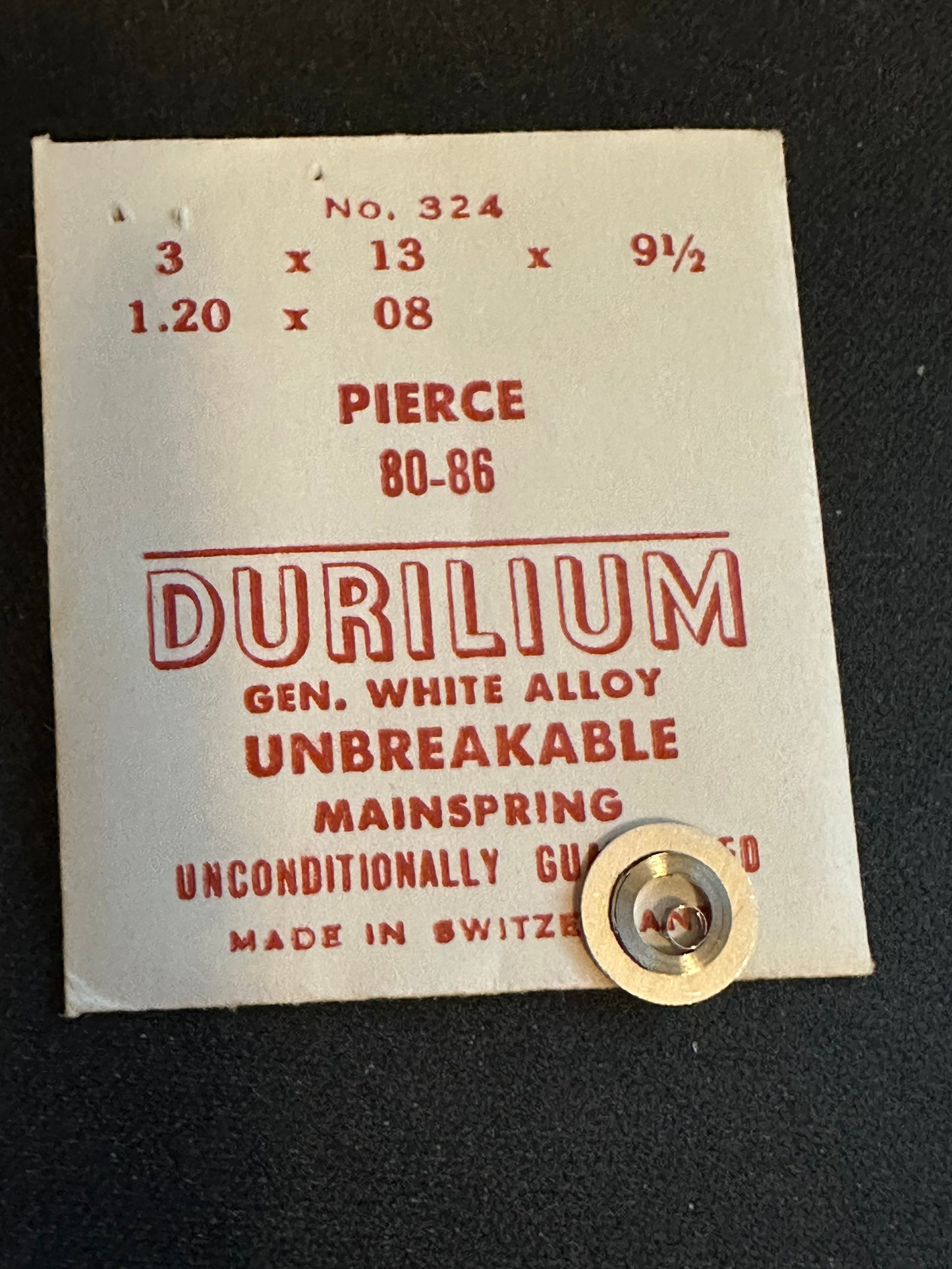 Durilium Mainspring #324 for Pierce 80, 86, 861 - Alloy