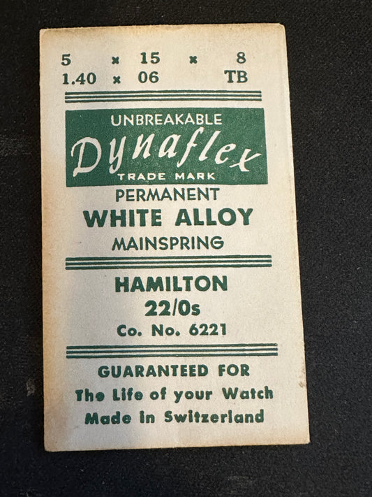 Dynaflex Mainspring for Hamilton 22/0s No. 6221 / 718601 - Alloy
