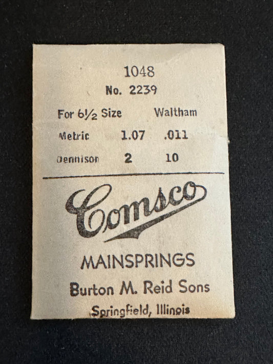 Comsco Mainspring #1048 for Waltham 6½ ligne No. 2239 - Steel