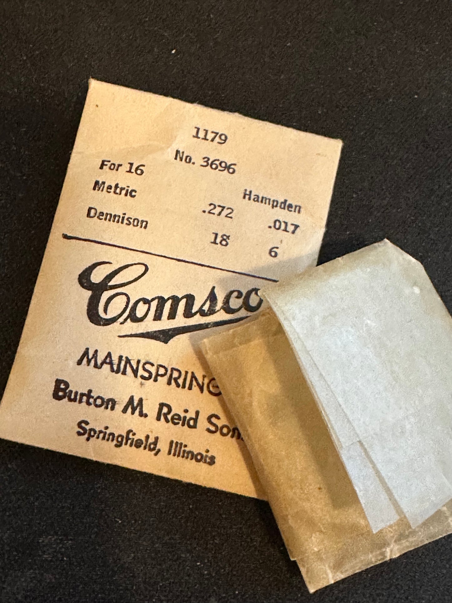 Comsco Mainspring #1179 for 16s Hampden Factory No. 3696 - Steel