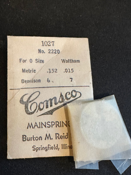 Comsco Mainspring #1027 for Waltham 0s Factory No. 2220 - Steel