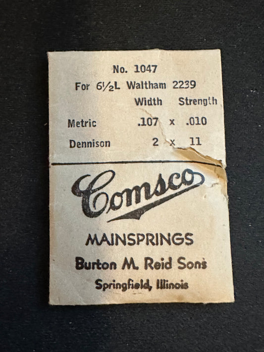 Comsco Mainspring #1047 for Waltham 6½ ligne No. 2239 - Steel