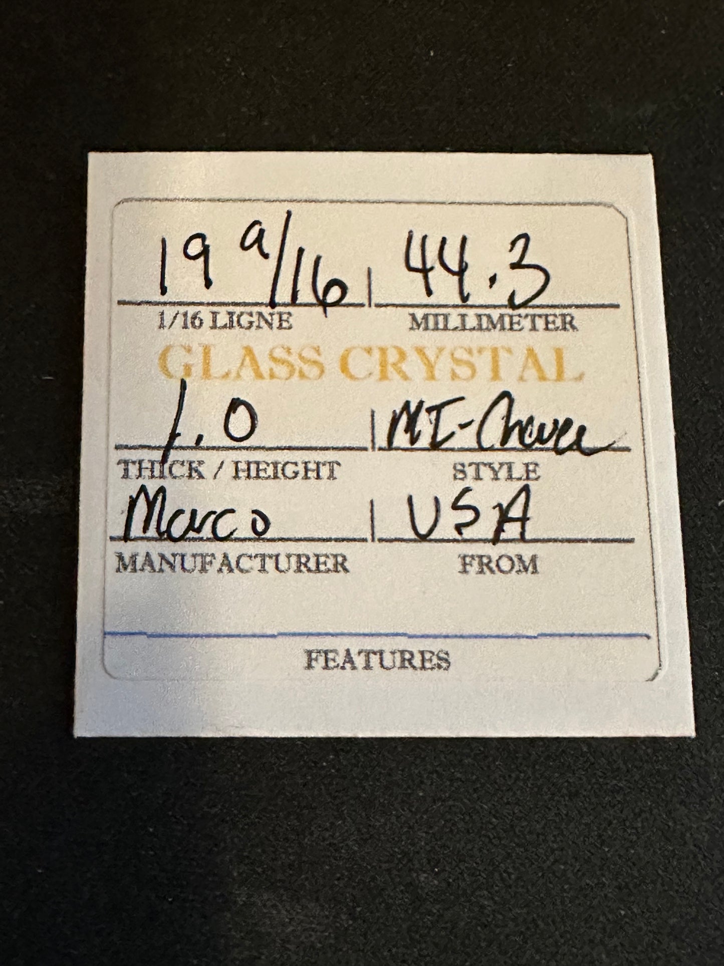 Marco Mi-Chevee Vintage Glass Pocket Watch Crystal 19-9/16 (44.3mm) - NOS