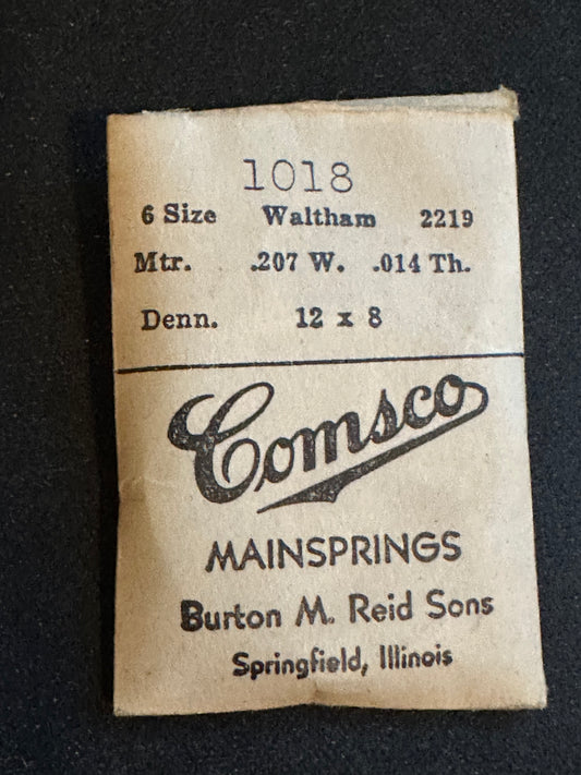 Comsco Mainspring #1018 for 6s Waltham No. 2219 - Steel