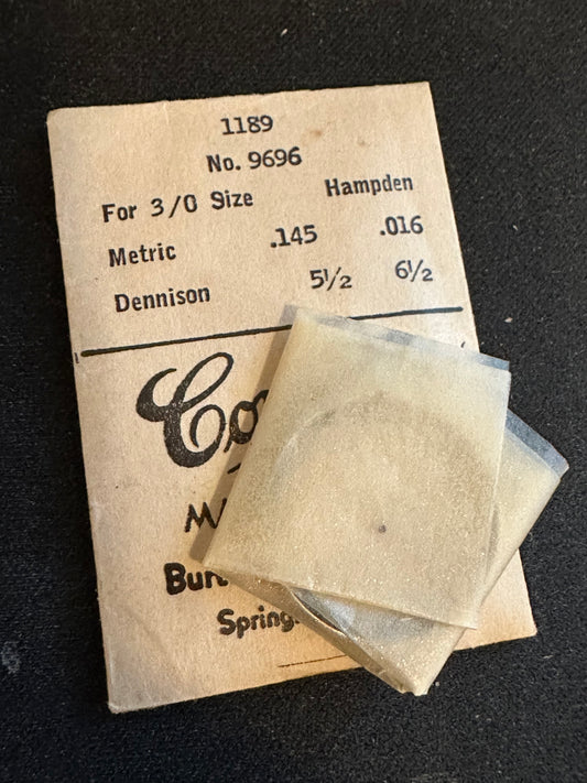 Comsco Mainspring #1189 for 3/0s Hampden Factory No. 9696 - Steel