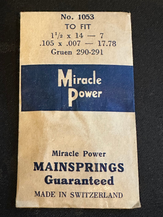 Miracle Power Mainspring 1053 Gruen caliber 290, 291 - Steel