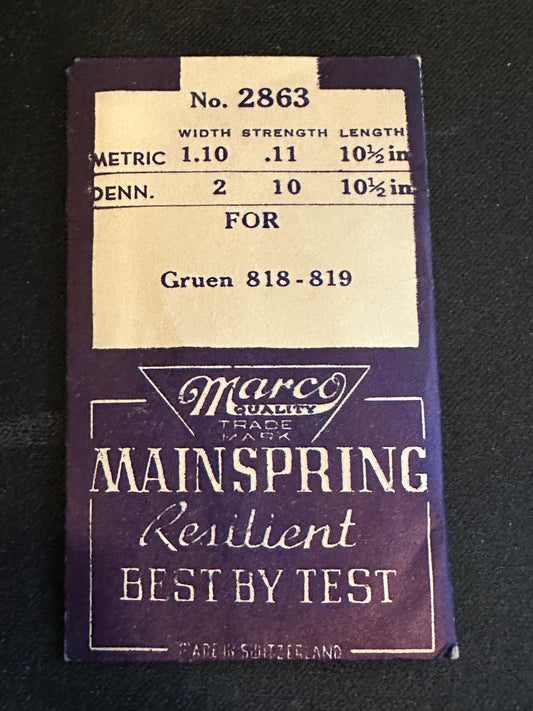 Marco Mainspring #2863 for Gruen 818, 819 - Steel
