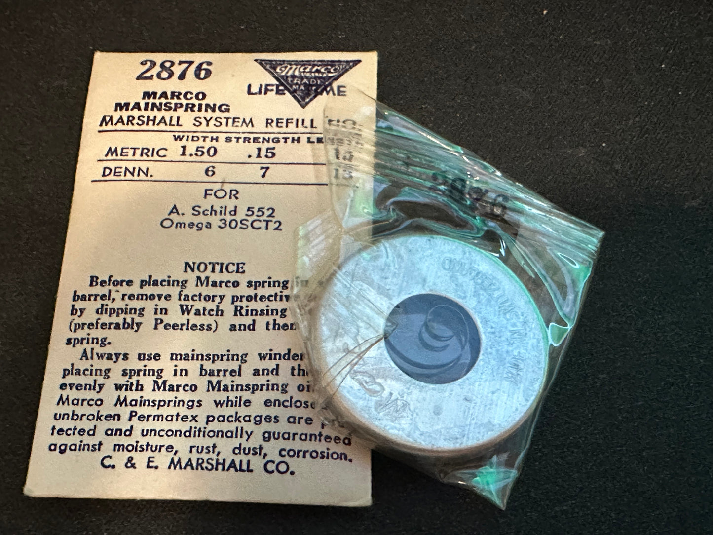 Marco Mainspring #2876 for Omega Caliber 30SCT2, AS 552 - Steel