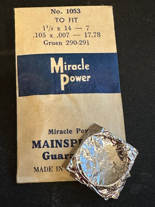 Miracle Power Mainspring 1053 Gruen caliber 290, 291 - Steel