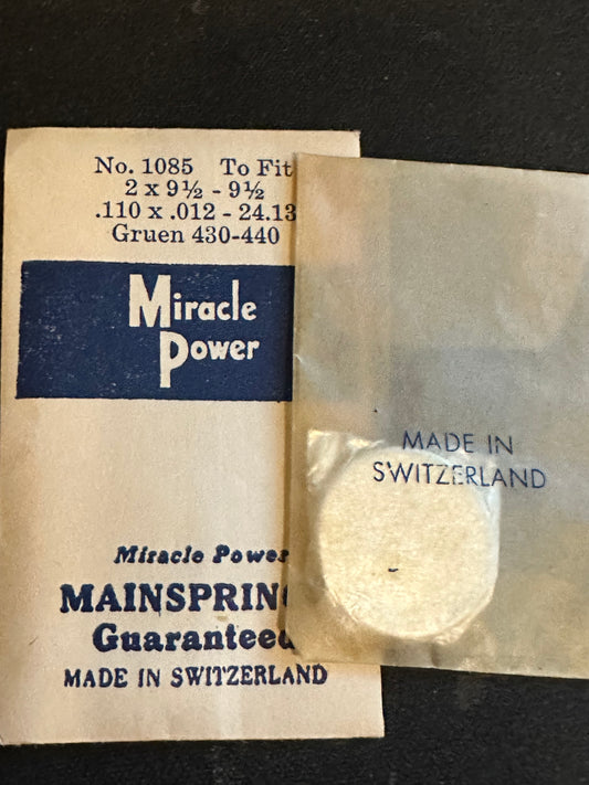 Miracle Power Mainspring #1085 for Gruen 430, 431, 435 & 440 - Steel