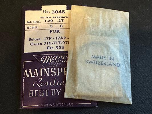 Marco Mainspring #3045 for Bulova 17P, 17AP, 17AH, ETA 953 movements - Steel