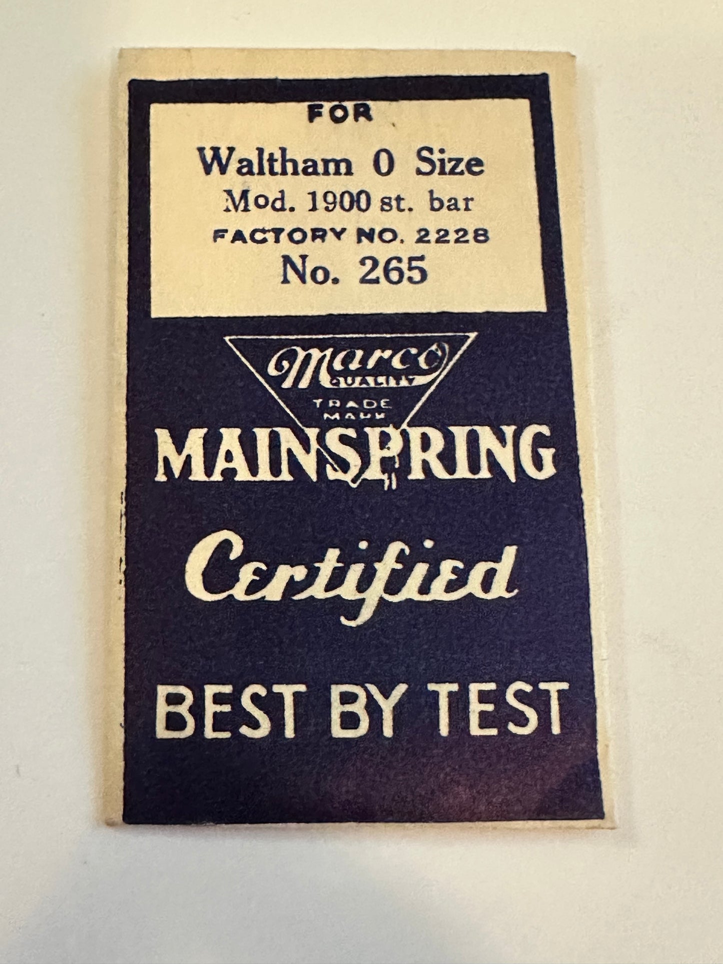 Marco Mainspring #265 for 0s Waltham Factory No. 2228 - Steel