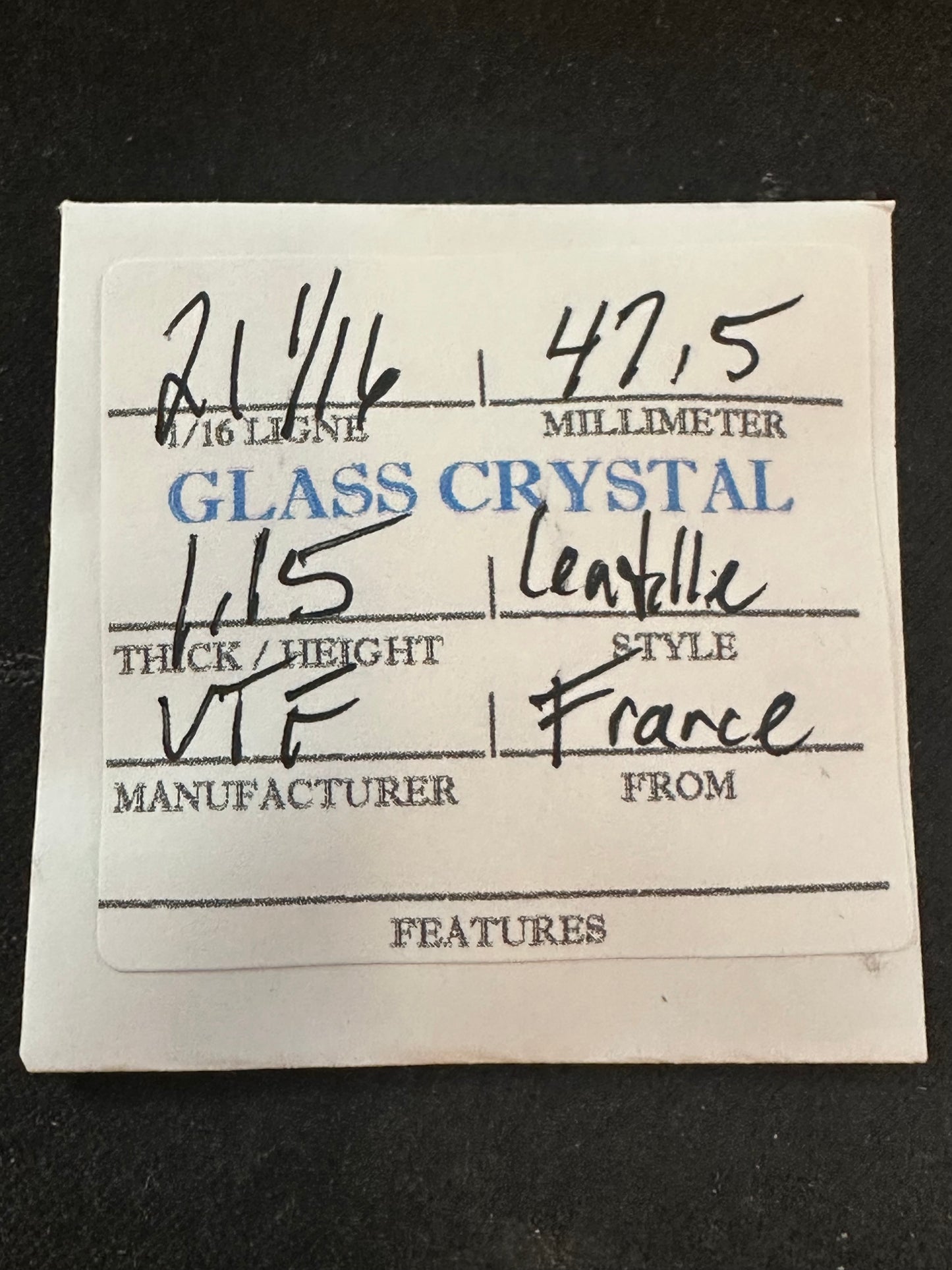 VTF Vintage Glass Pocket Watch Crystal 21-1/16 (~47.5mm) - NOS