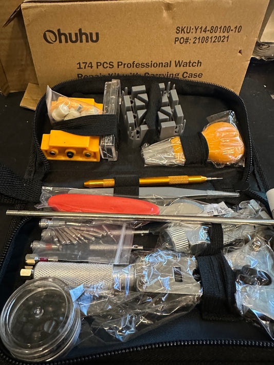 Ohuhu 174 Piece Professional Watch Repair Kit with Carrying Case NIB