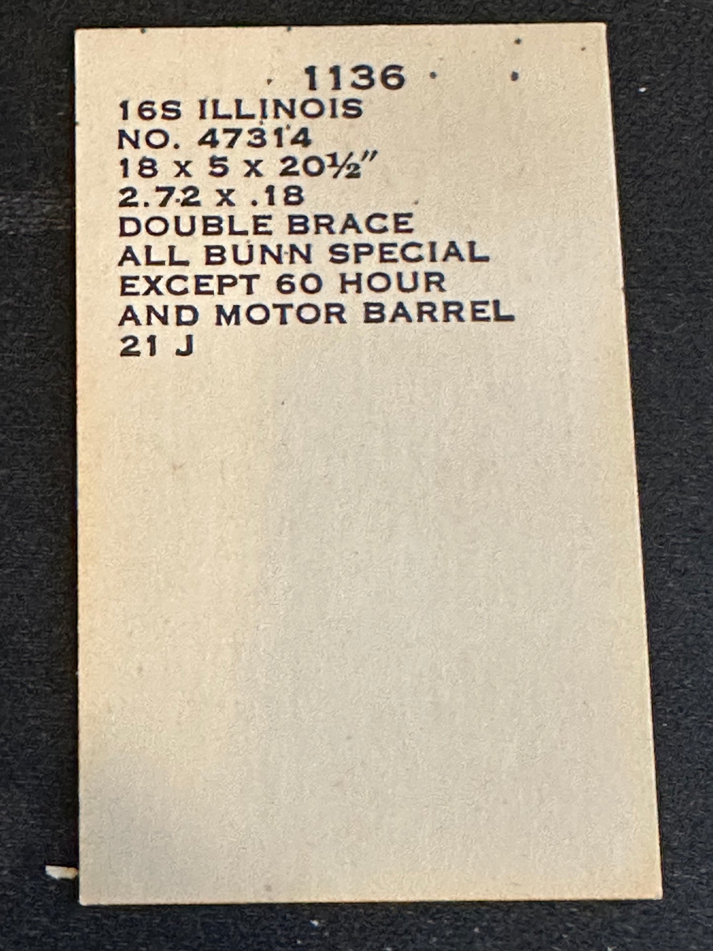 Comsco Mainspring #1136 for Illinois 16s Factory No. 47314 - Steel