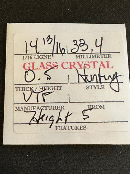 VTF Vintage Glass Hunting Case Watch Crystal 14-13/16 (~33.4mm) - NOS