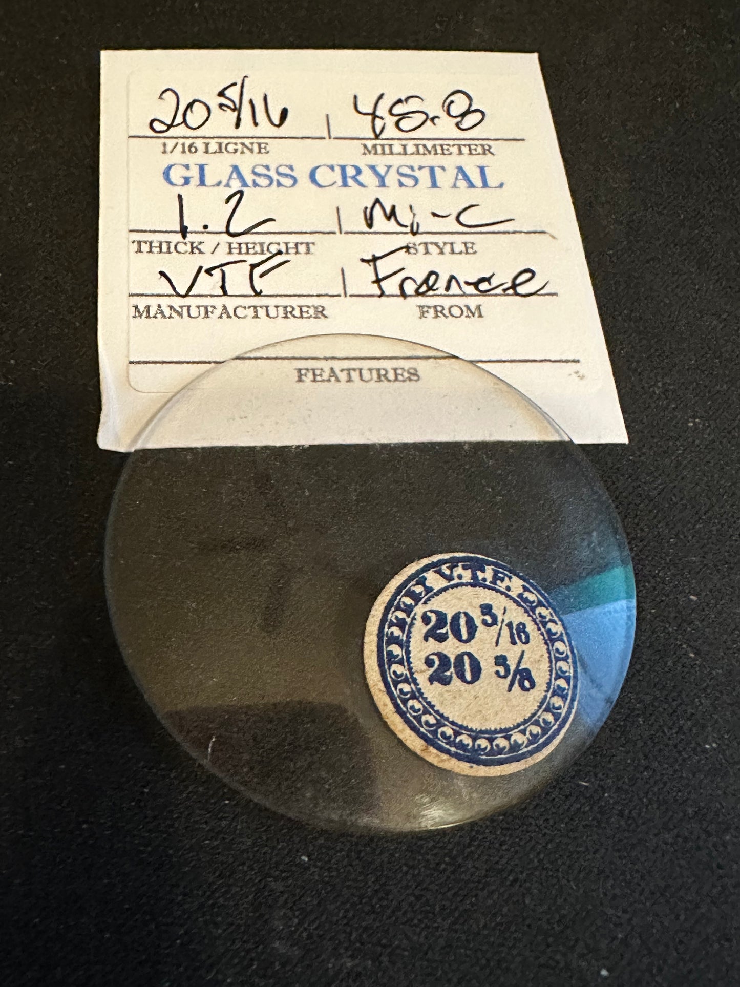 VTF Vintage Glass Pocket Watch Crystal 20-5/16 (~45.8mm) - NOS