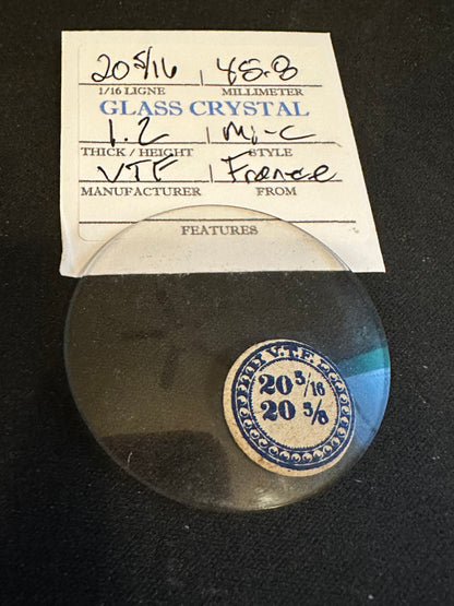 VTF Vintage Glass Pocket Watch Crystal 20-5/16 (~45.8mm) - NOS