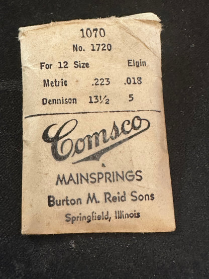 Comsco Mainspring #1070 for Elgin 12s Factory No. 1720 - Steel