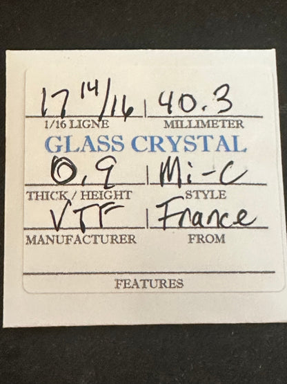 VTF Vintage Glass Pocket Watch Crystal 17-14/16 (~40.3mm) - NOS