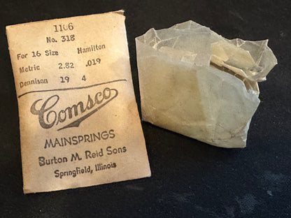 Comsco Mainspring #1106 for Hamilton 16s Factory No. 318 - Steel