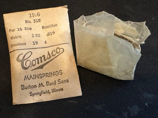 Comsco Mainspring #1106 for Hamilton 16s Factory No. 318 - Steel