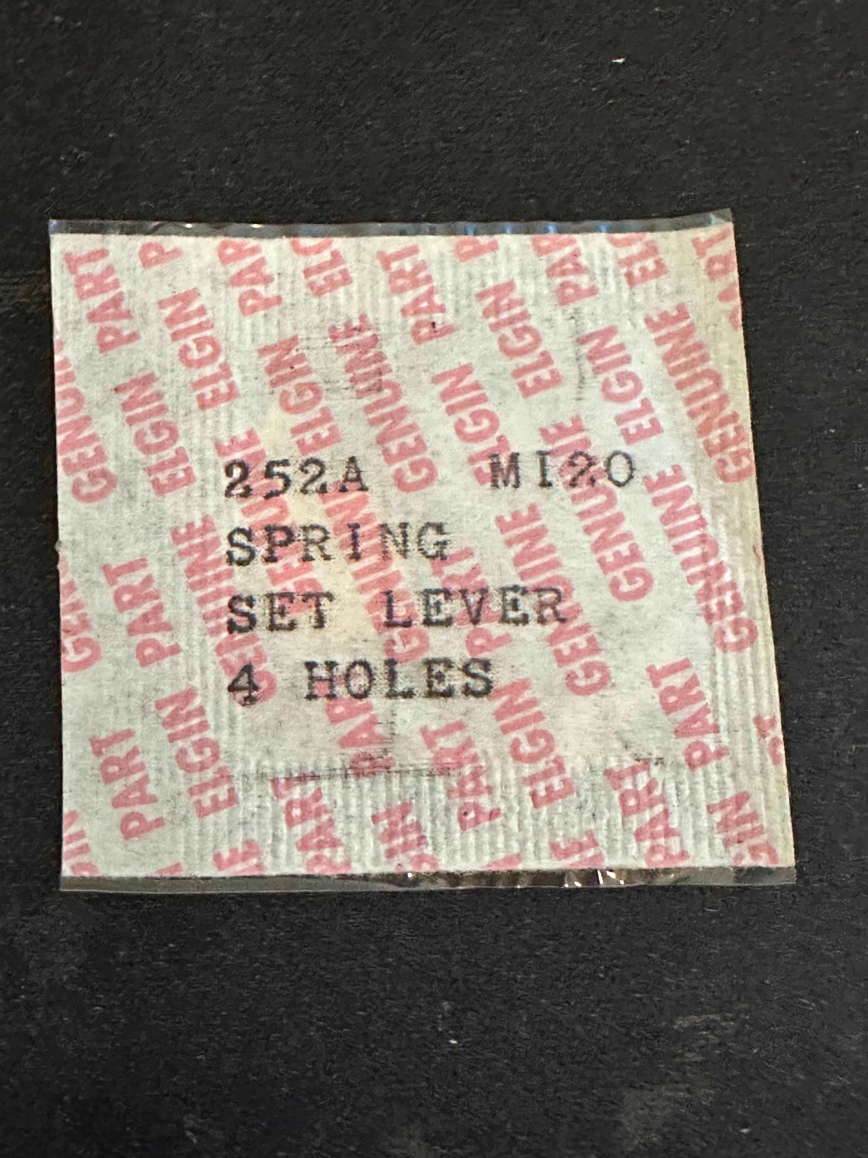 Elgin Factory Set Bridge / Set Lever Spring 252A for 18/0s Grade M120 ...
