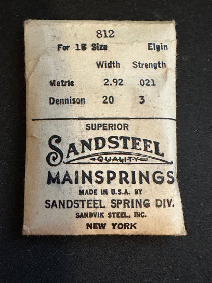 Sandsteel Mainspring for 18s Elgin No. 812 - Steel