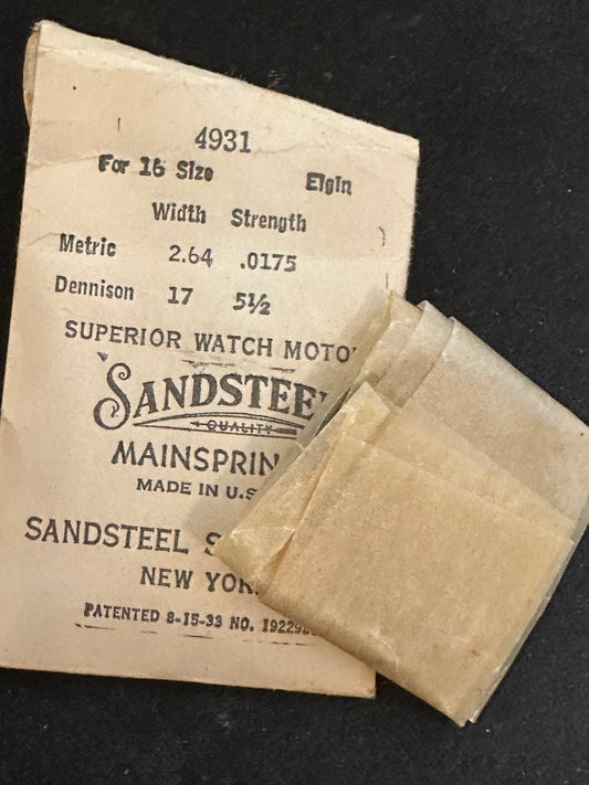 Sandsteel Mainspring for 16s Elgin No. 4931 - Steel
