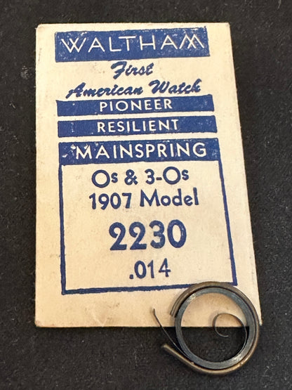 Waltham Factory Mainspring for 0s & 3/0s 1907 Model No. 2230 - Steel