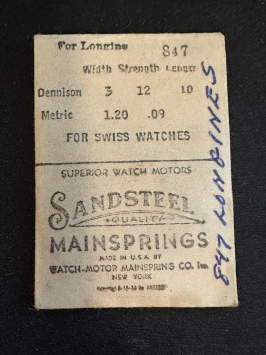 Sandsteel Mainspring #847 for Longines caliber 8.23 - Steel