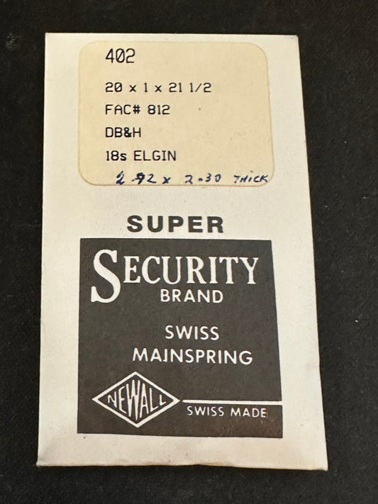 Newall SUPER Security Mainspring #402 for Elgin 18s No. 812 - Alloy