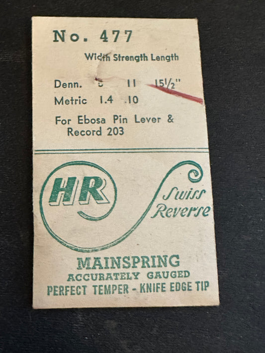 HR Mainspring #477 for Ebosa Pin Lever & Record caliber 203 - Steel