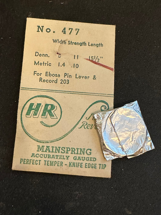 HR Mainspring #477 for Ebosa Pin Lever & Record caliber 203 - Steel