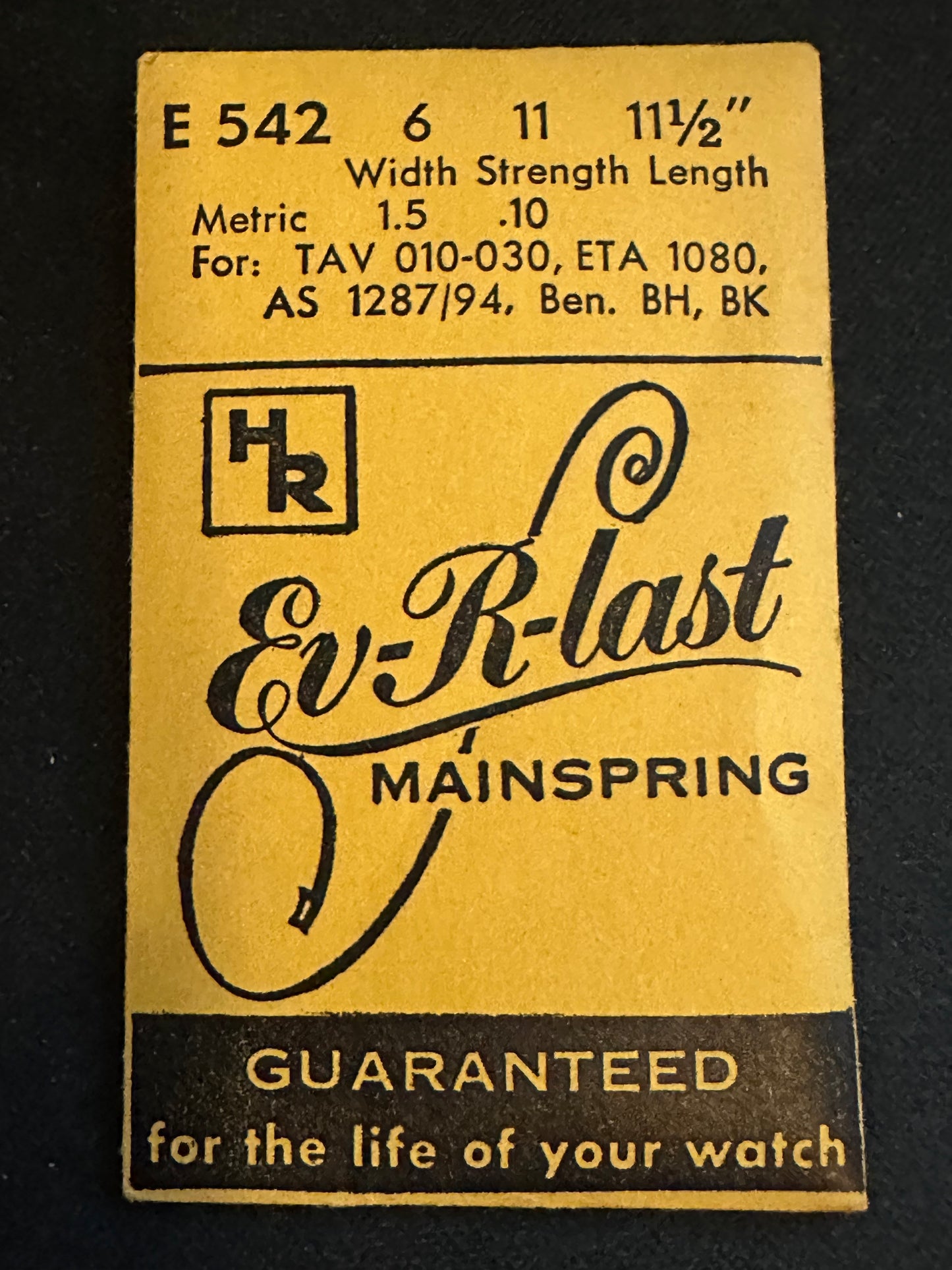 HR Mainspring No. E542 for ETA 1080, AS 1287, 1294, Benrus BH, BK - Steel