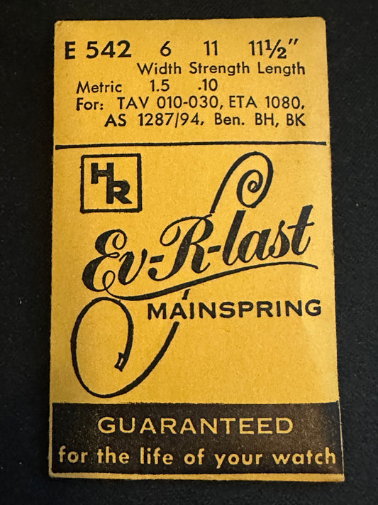 HR Mainspring No. E542 for ETA 1080, AS 1287, 1294, Benrus BH, BK - Steel