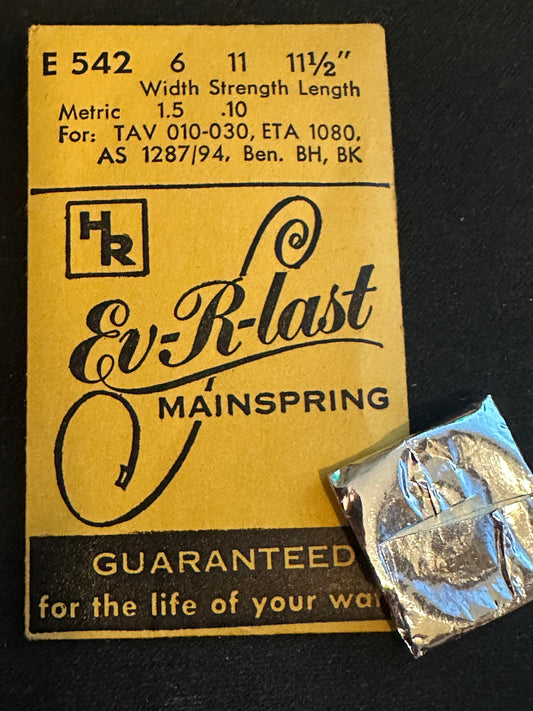 HR Mainspring No. E542 for ETA 1080, AS 1287, 1294, Benrus BH, BK - Steel