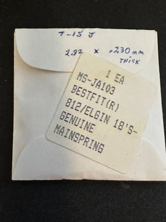 BESTFIT Mainspring JA103 for 18s Elgin Pocket Watches No. 812 - Alloy